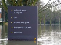 Flooded car park sign